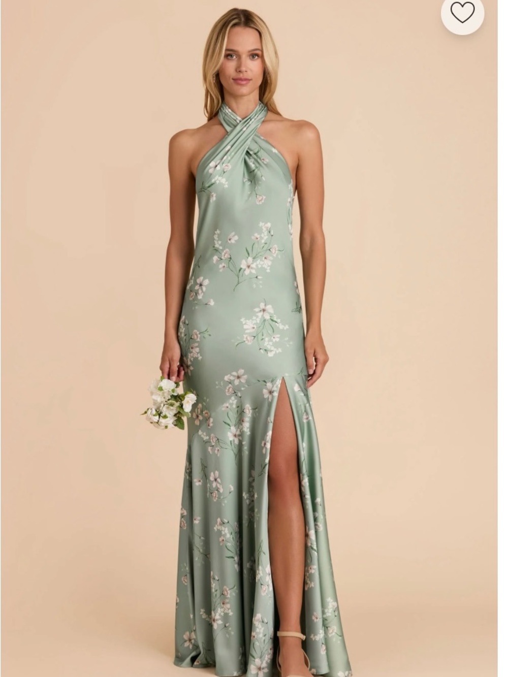 Birdy Grey Sage Floral Backless Halter Gown
